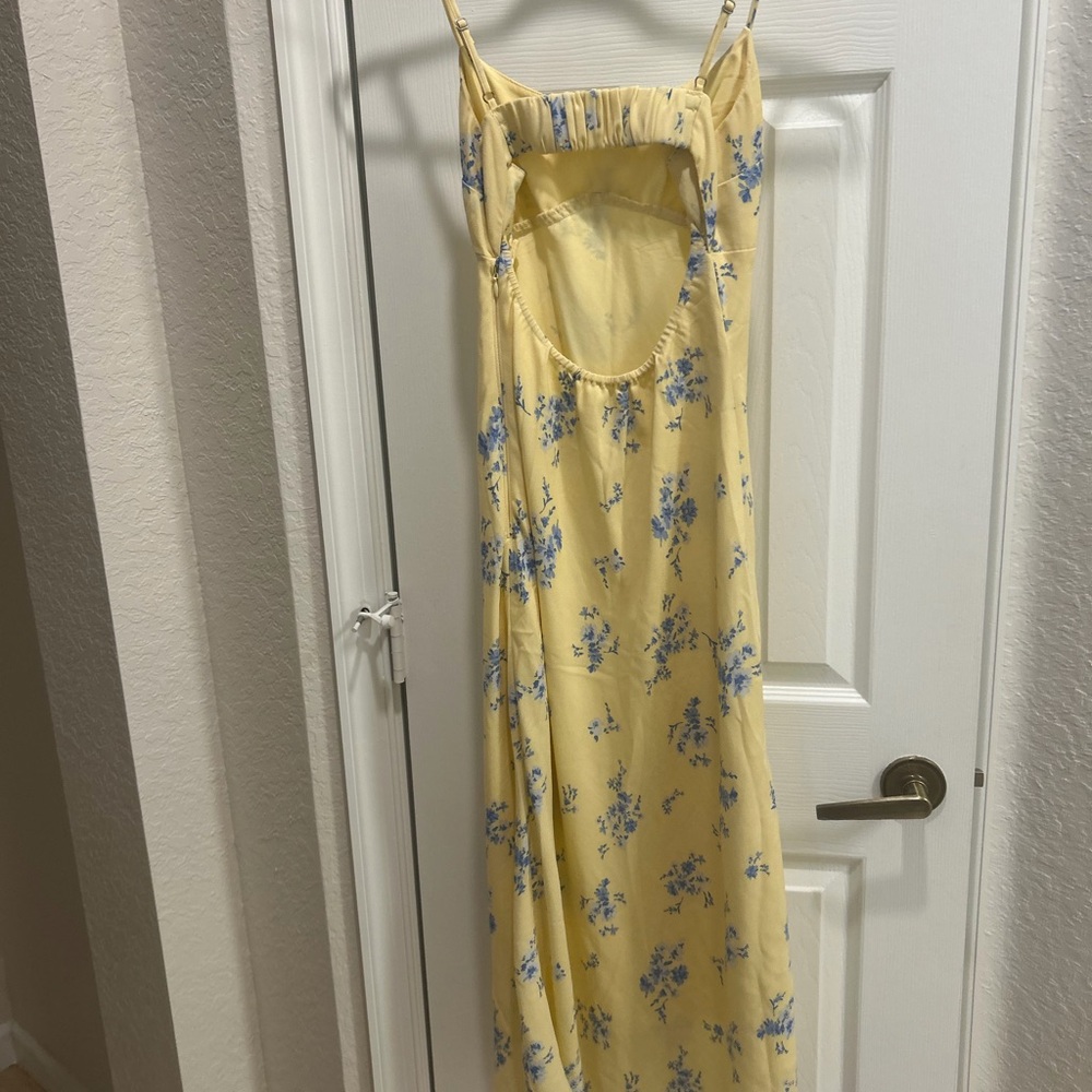 Floral Yellow and Blue Dress - Picture 2 of 3